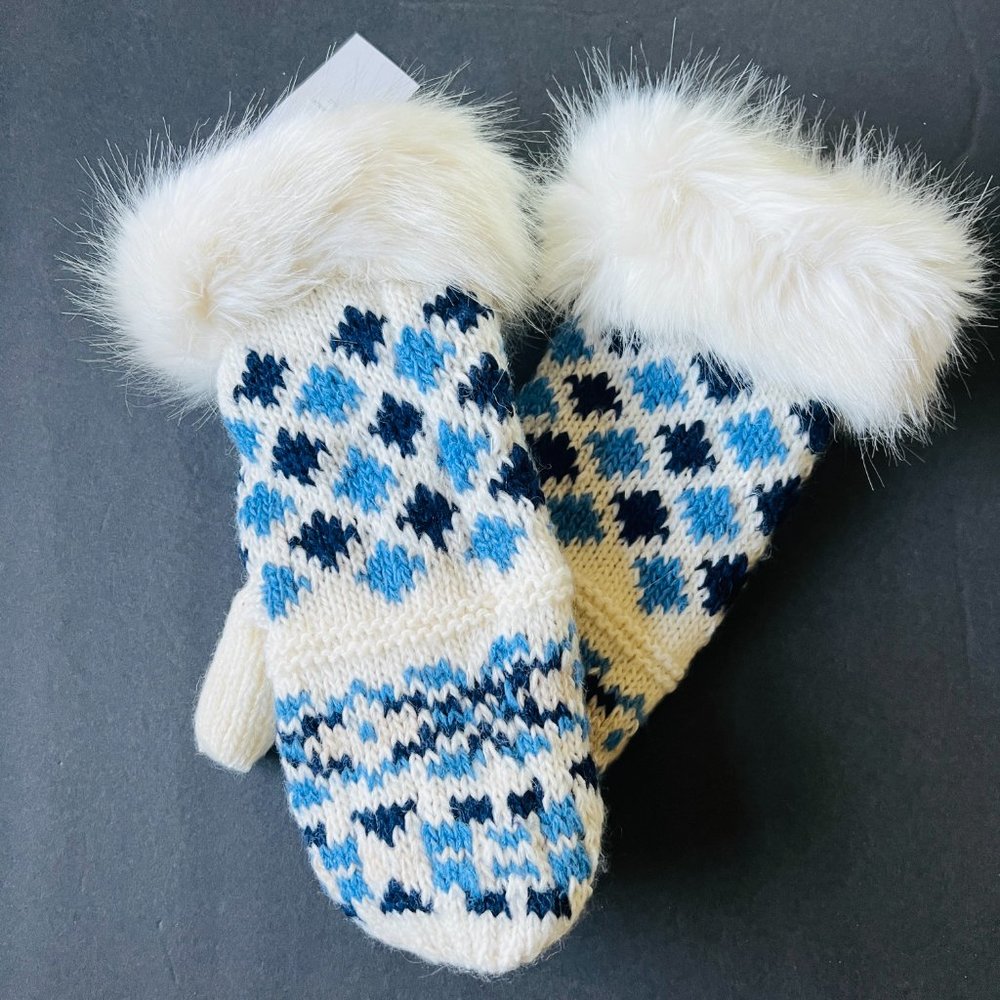 LANDS' END Women's Knit Mittens NWT Size L-XL
